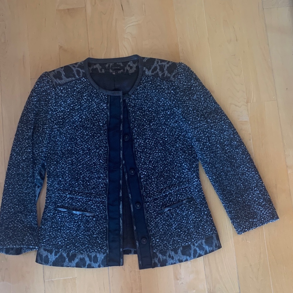 Elie Tahari Black and Gray Patterned Blazer